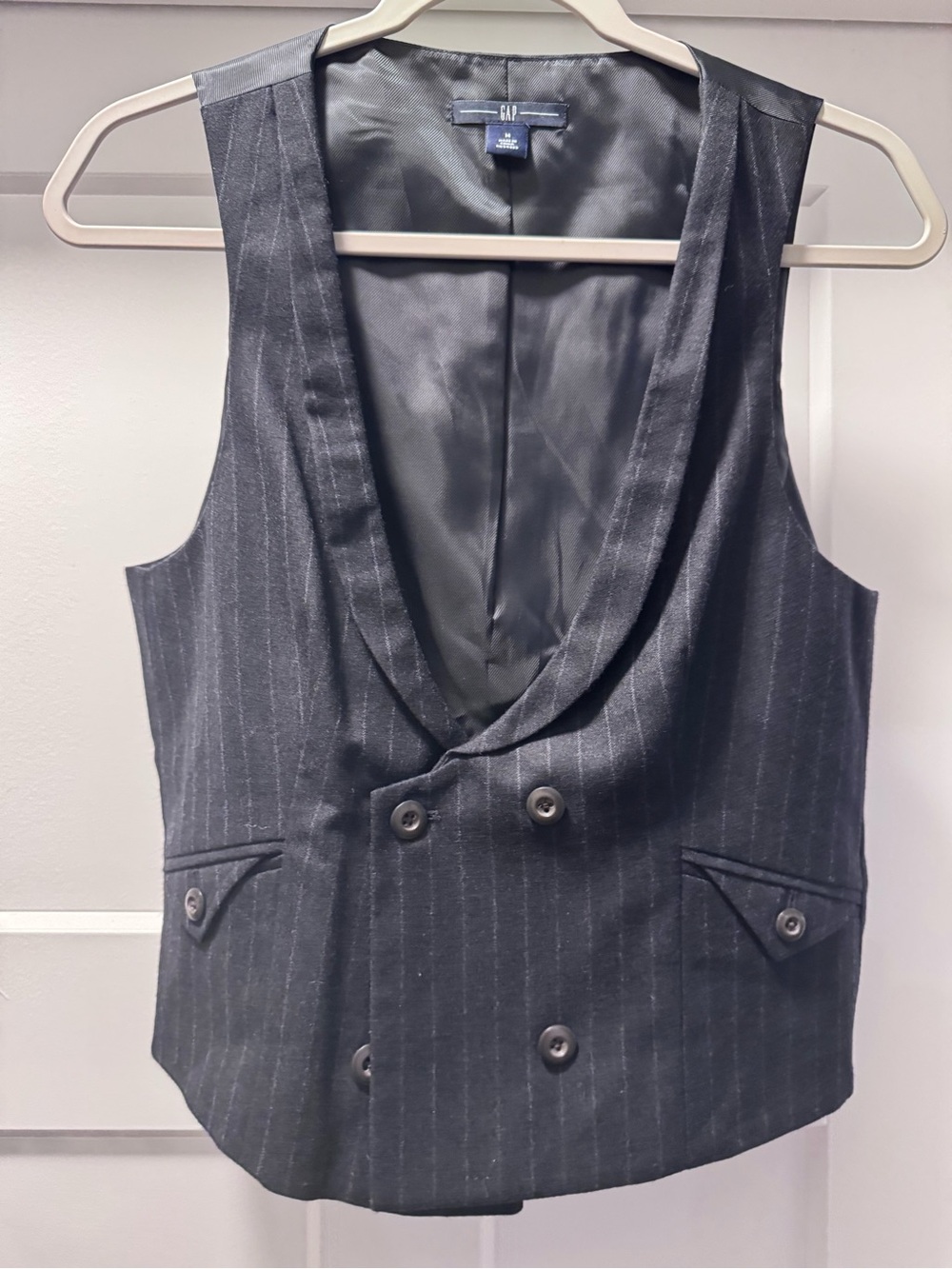 GAP Charcoal Pinstripe Double-Breasted Vest